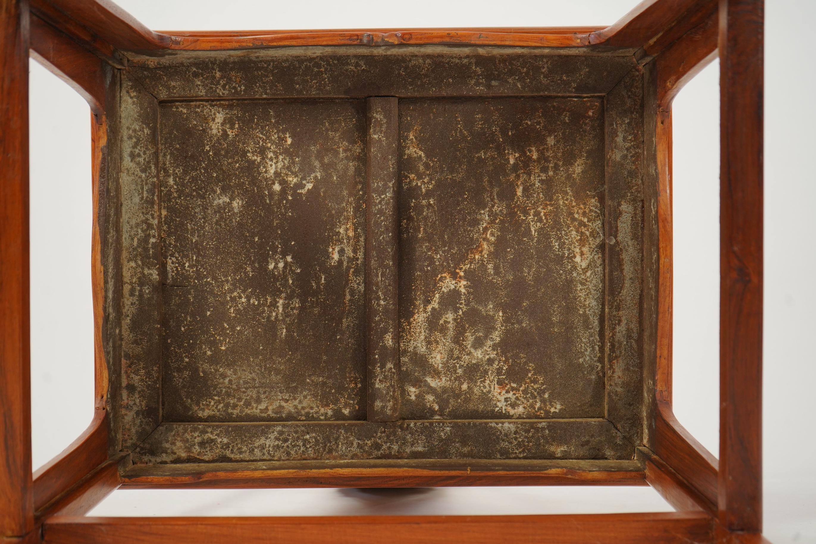 A Chinese huanghuali and brass mounted horseshoe-back armchair, quanyi, late 19th century